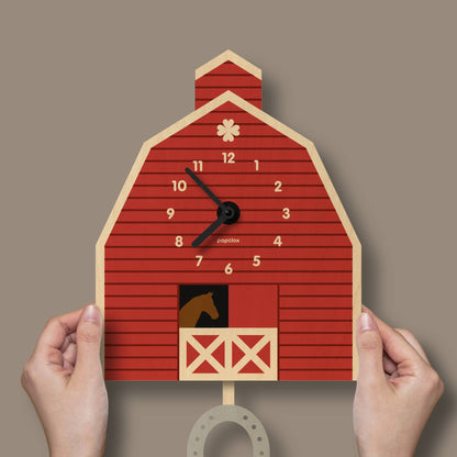 Horse Barn Pendulum Clock - Wood