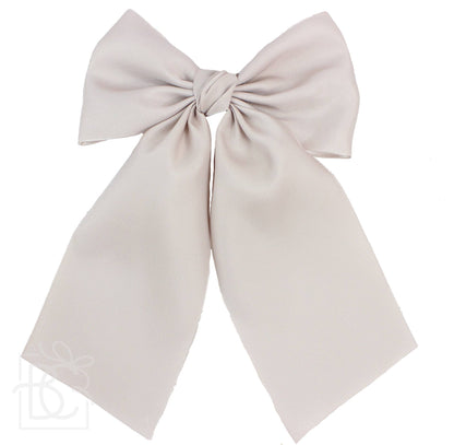 Opaque Satin Bow w/Tails on Alligator Clip