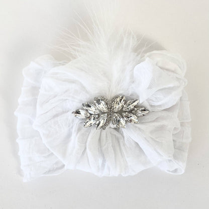 Fancy Feather Ruffled Headband