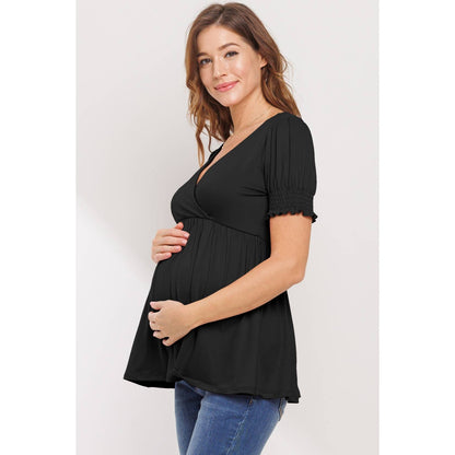 Surplice Smocked Sleeve Maternity Nursing Top