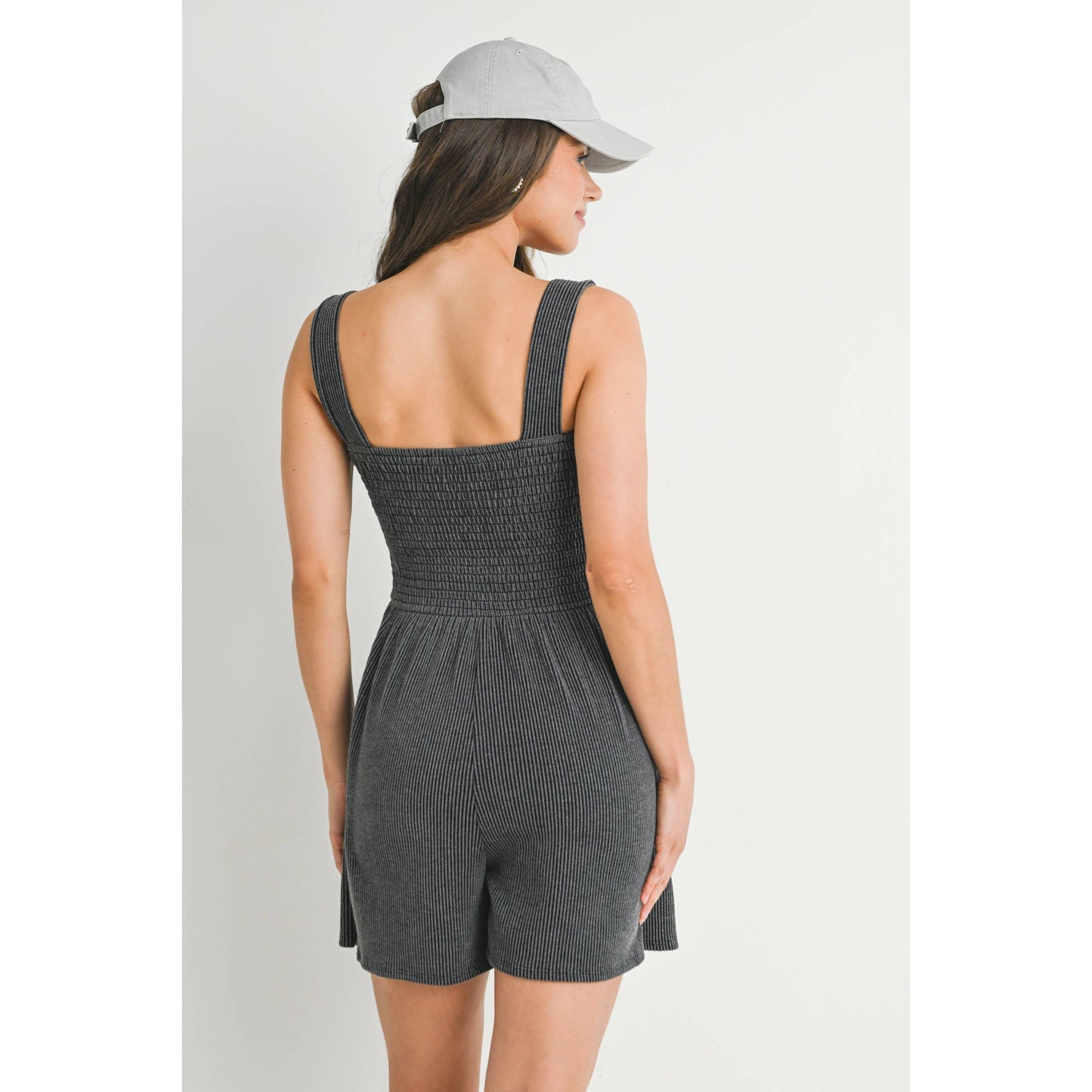 Ribbed Smocked Maternity Knit Romper