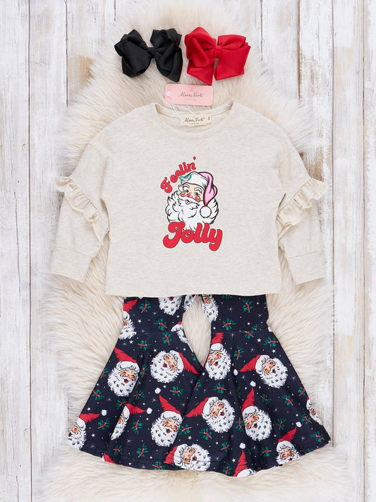 Grey & Black "Feelin' Jolly" Bell Bottom Outfit