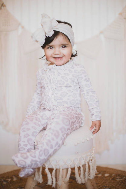 Natural Leopard | Convertible Two Way Zip Footie