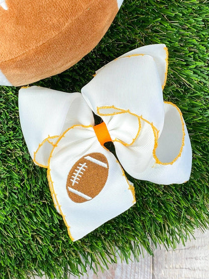 Football Embroidered Moonstitch Hair Bow