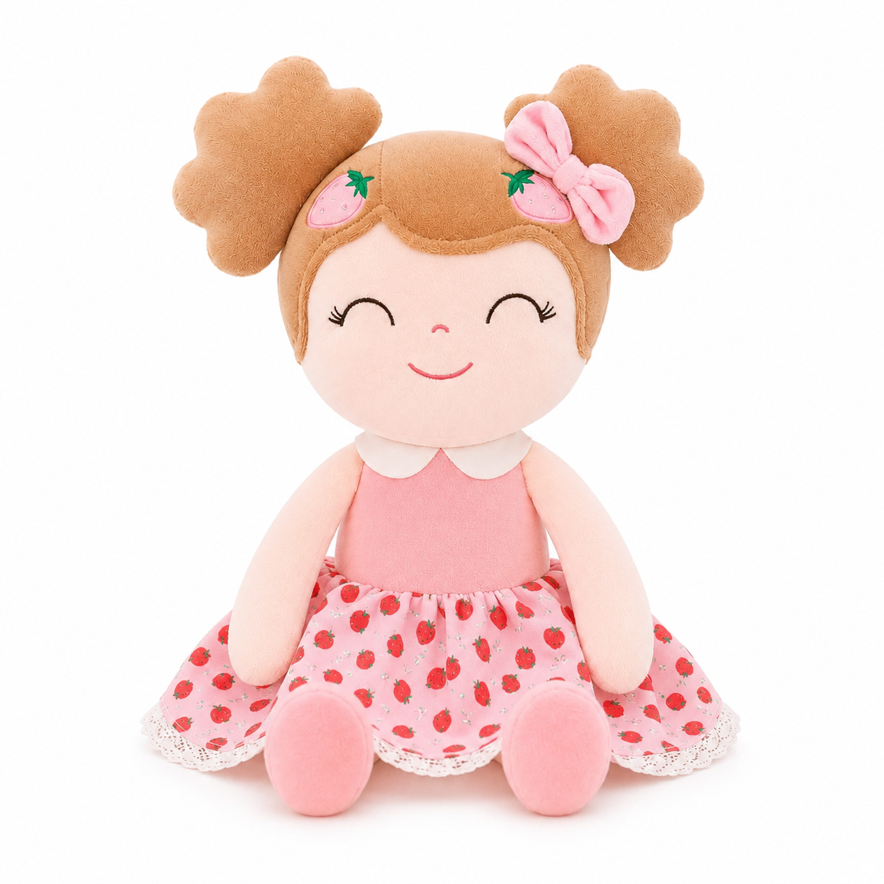 16" Keepsake Plush Doll - Strawberry Dress Light Brown Hair