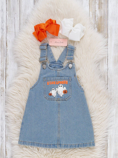 Ghostly Orange Stripes Denim Skirtall Set