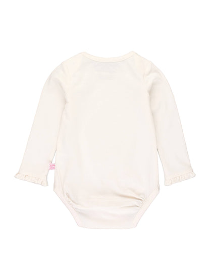 Baby Girls Ivory Knit Long Sleeve Ruffle Bodysuit