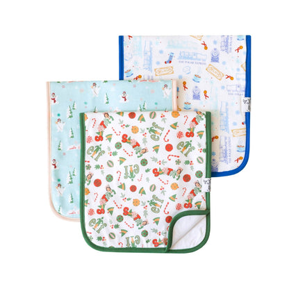 3 Pack Premium Burp Cloths - Christmas Classics