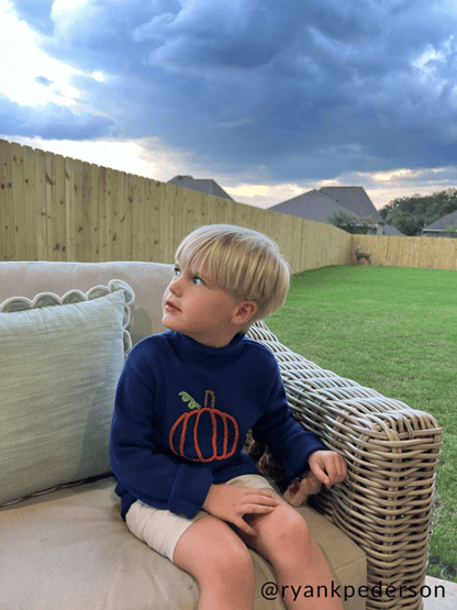 Navy Pumpkin Rollneck Sweater