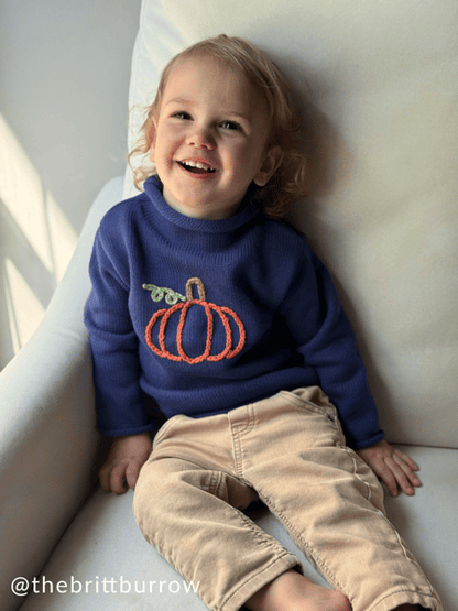 Navy Pumpkin Rollneck Sweater