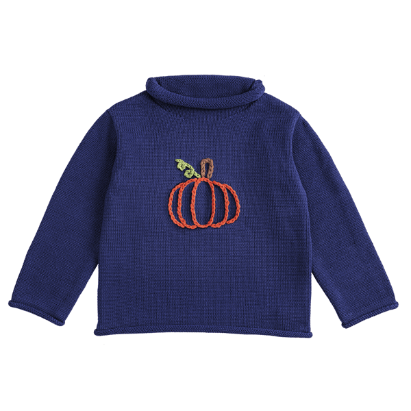 Navy Pumpkin Rollneck Sweater
