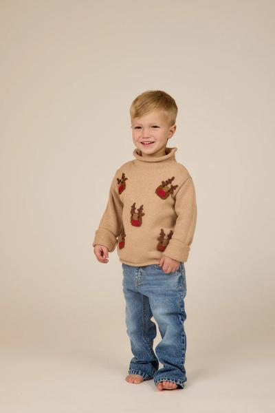 Scattered Reindeer Rollneck Sweater