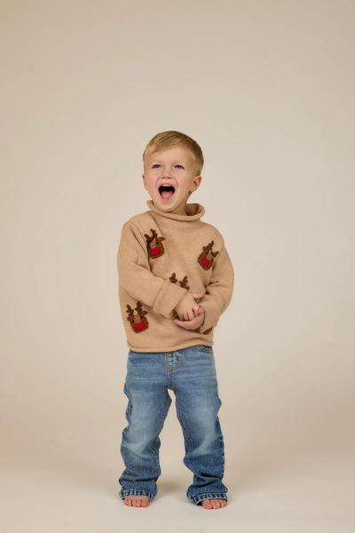 Scattered Reindeer Rollneck Sweater