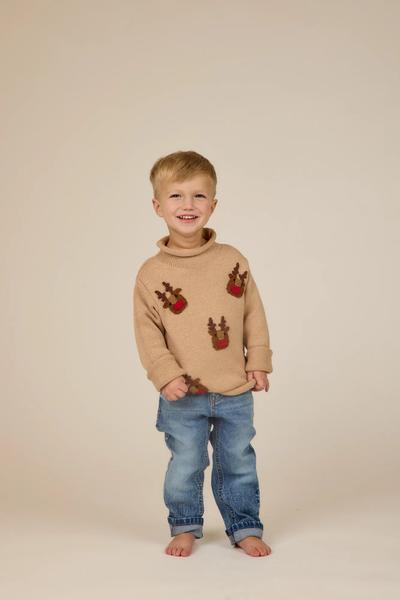 Scattered Reindeer Rollneck Sweater