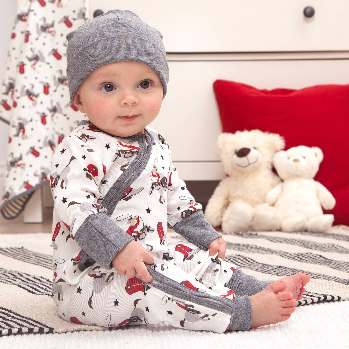 Baby Boy's Ride 'Em Cowboy Bamboo Zipper Romper